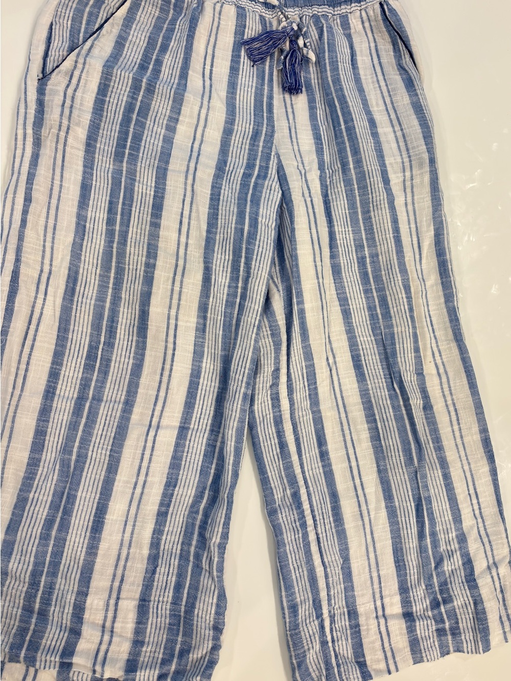 Roller Rabbit Women’s Blue and White Striped Wide-Leg Lounge Pants
